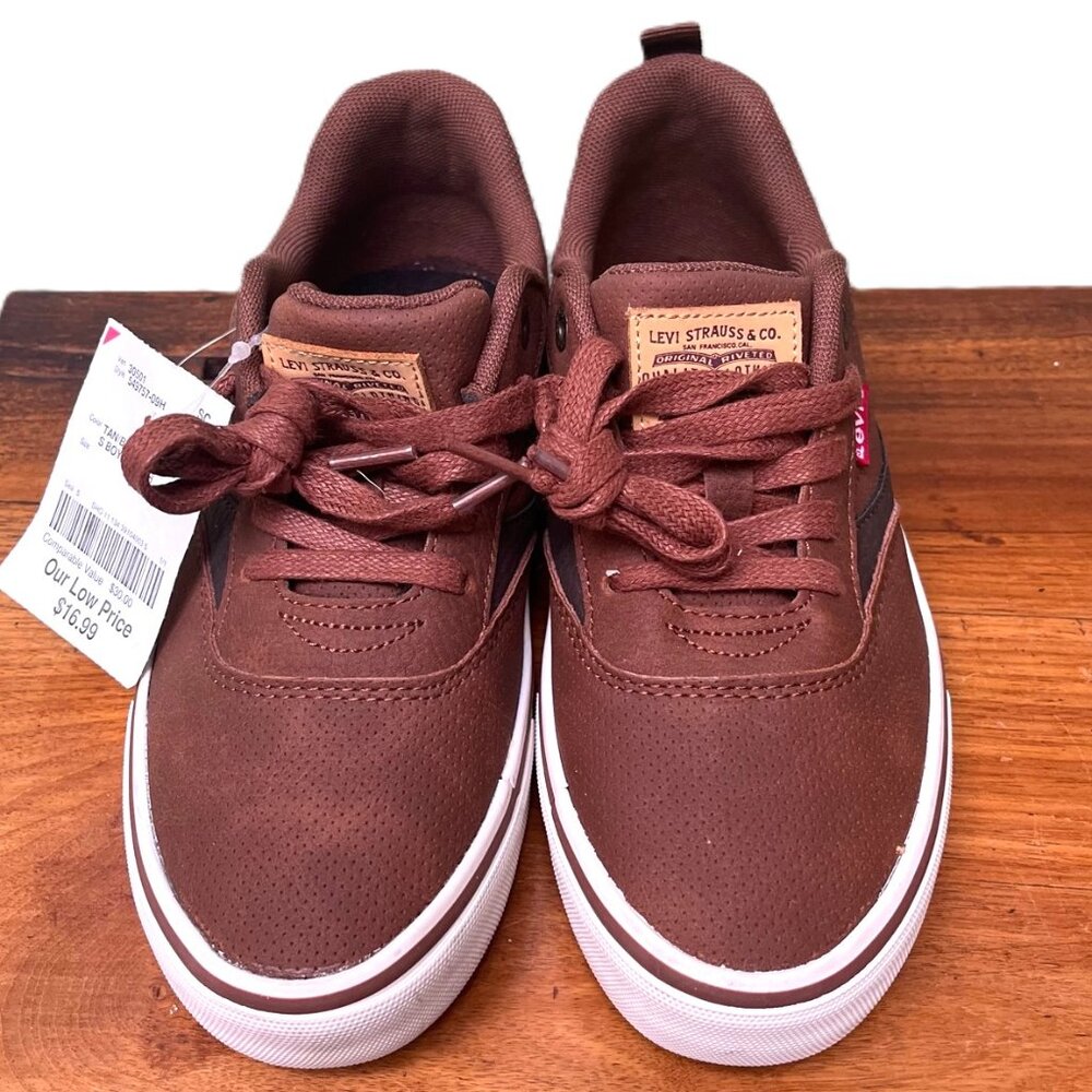 Kid's Levi's Brown Canvas Lace up Tennis Shoes/ Sneakers Size 3 NEW